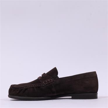 Paul Green Ruched Toe Penny Loafer - Brown Suede